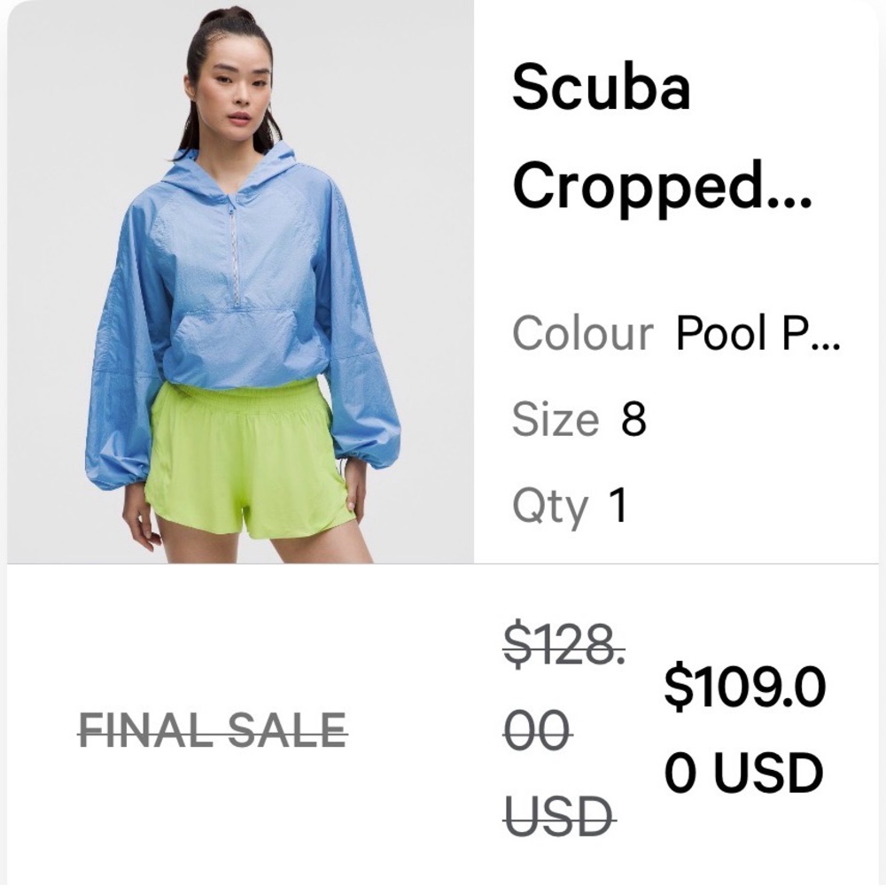 lululemon athletica Blue Scuba Cropped Jacket